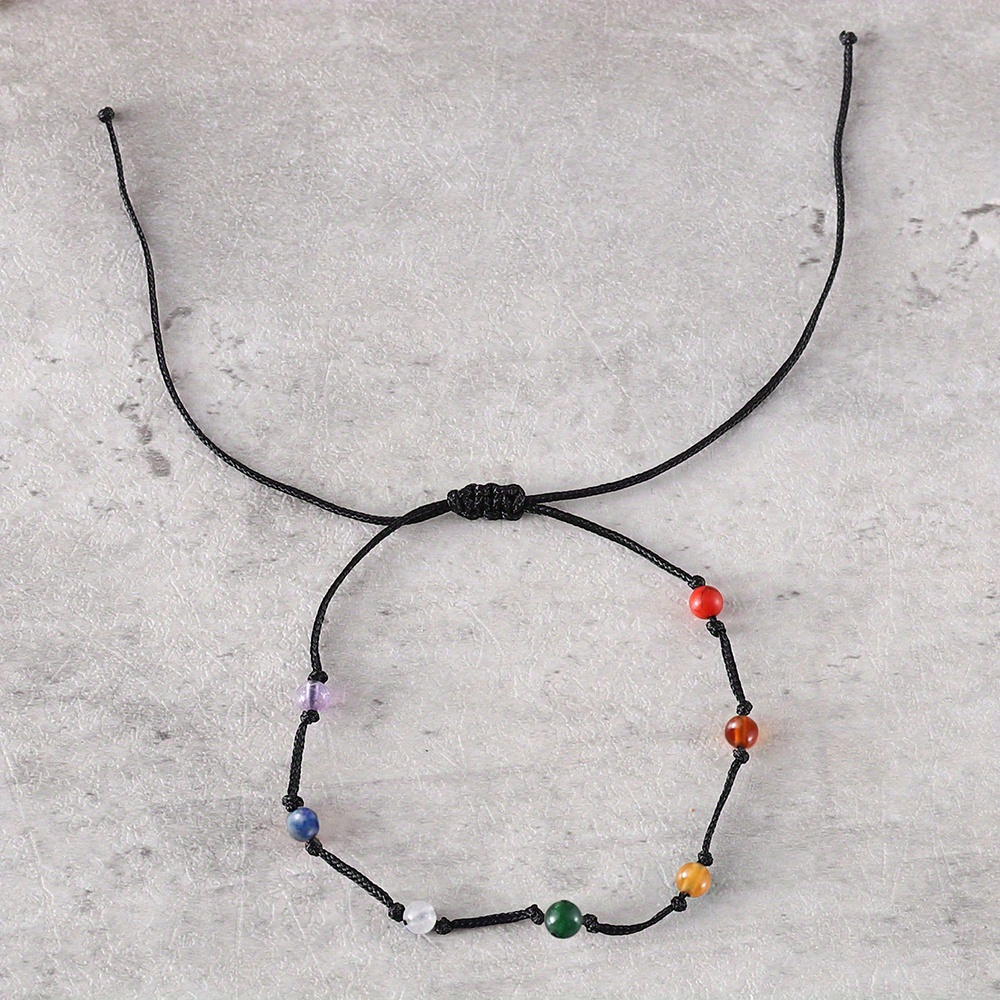 Boho 7 Chakra Stone Anklet Handcrafted Yoga Beach Foot Jewelry